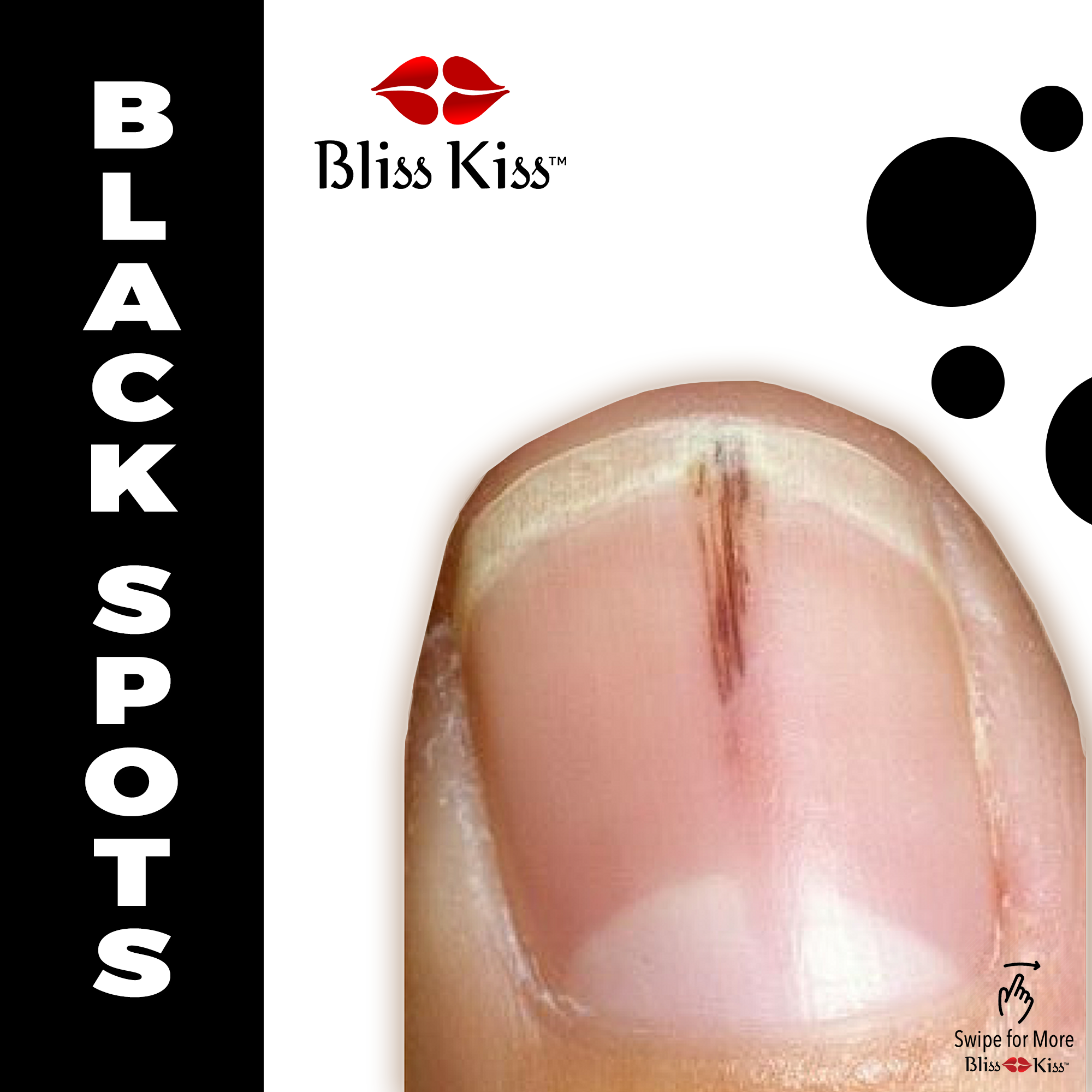 Black Spots in Nails - Bliss Kiss by Finely Finished, LLC